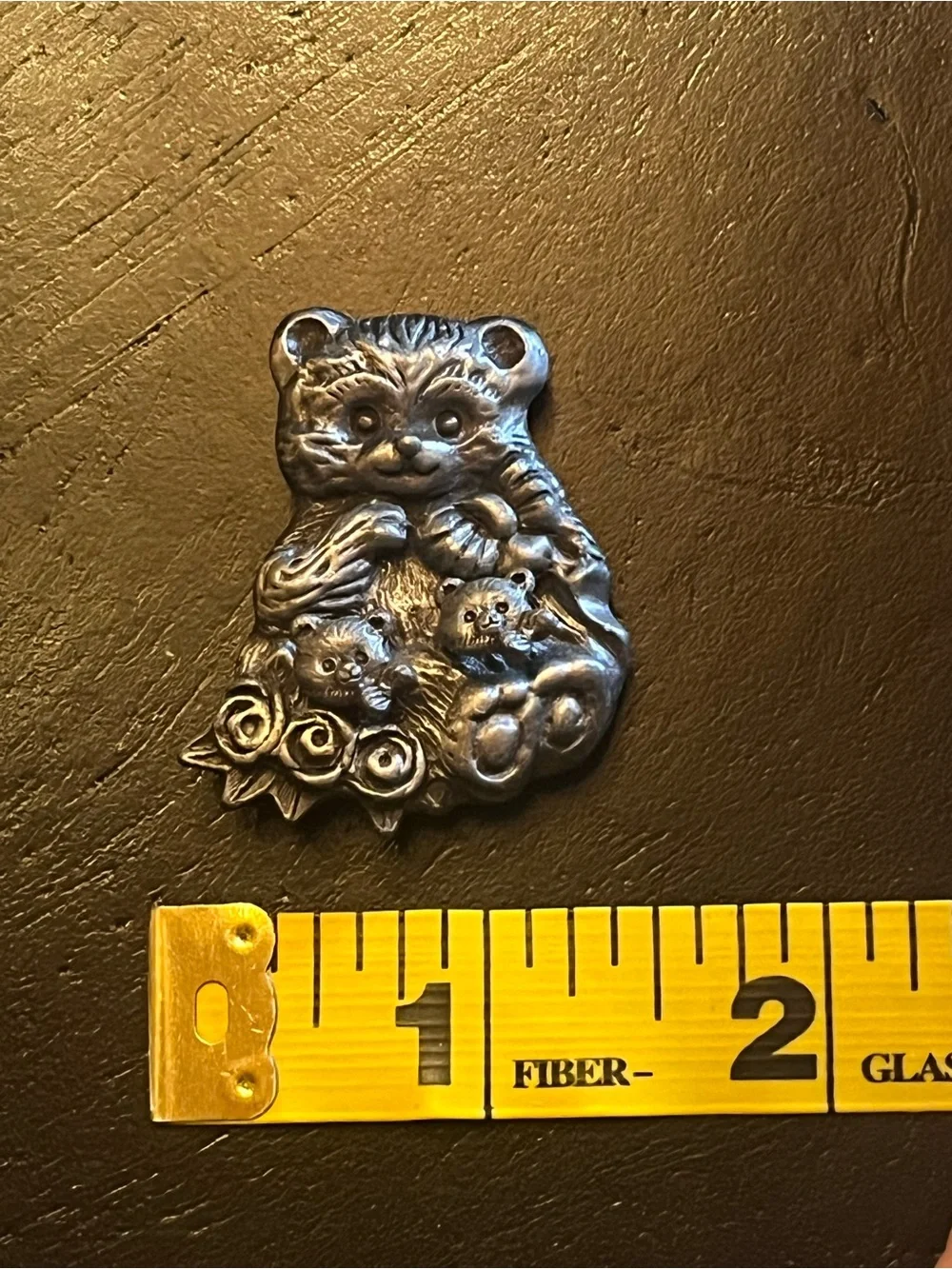 Vintage Torino Pewter Teddy Bear Brooch with Matching Stud Earrings